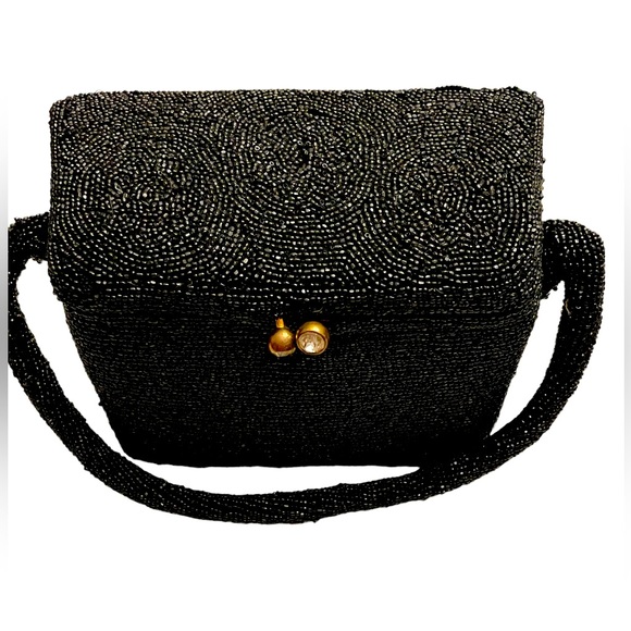 Vintage 1940’s Walborg Black Caviar Beaded Box Purse made in Belgium - Picture 2 of 9